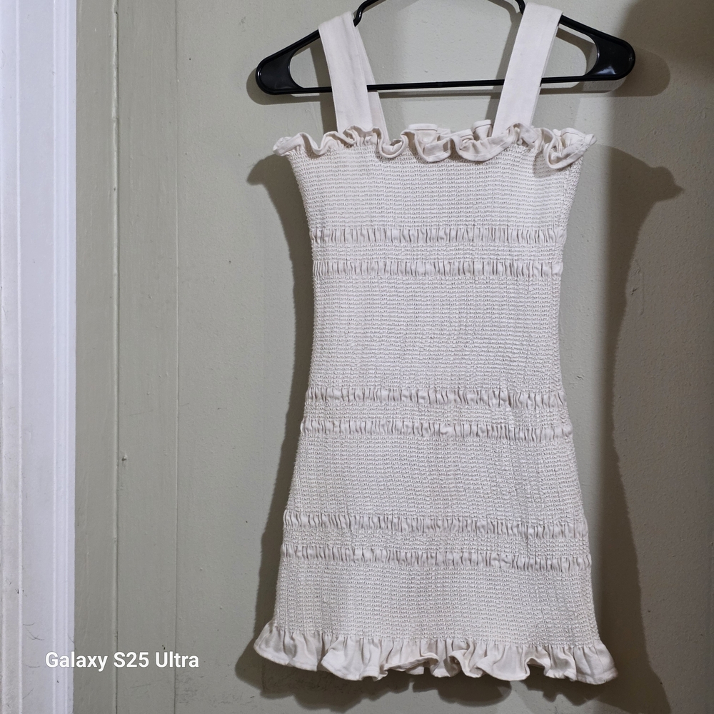 Capulet Cream Ruffle Strap Dress Used Size S
